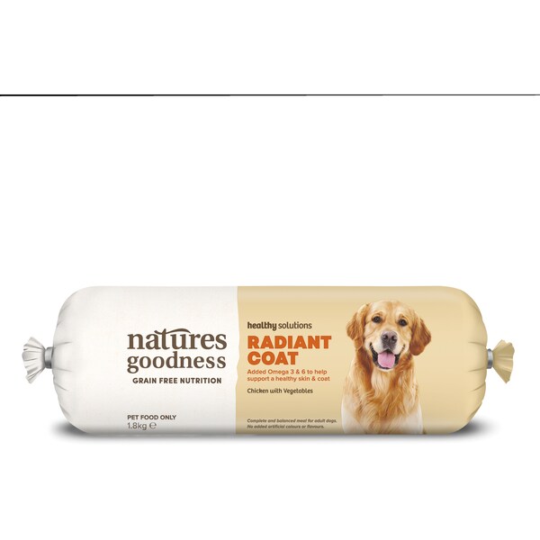 Natures Goodness Grain Free Adult Chilled Fresh Dog Food Roll Radiant Coat 1.8kg