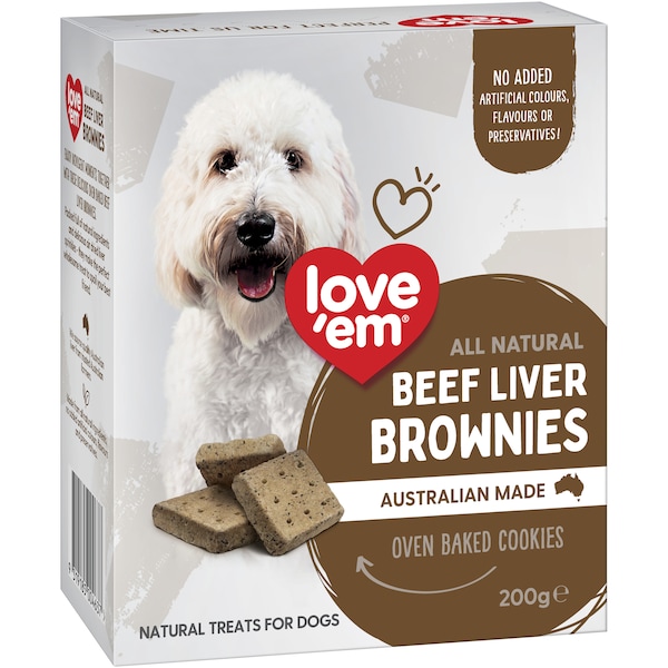 Love'em Dog Treats All Natural Beef Liver Brownies 200g