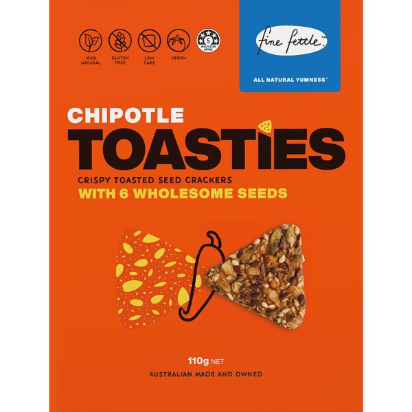 Fine Fettle Chipotle Toasties Seed Crackers 110g