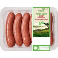 Macro 6 Pack Grass Fed Australian Beef Sausages