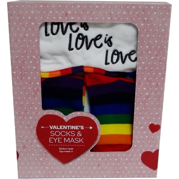 Valentine's Day Eye Mask & Sock Gift Set Rainbow Each