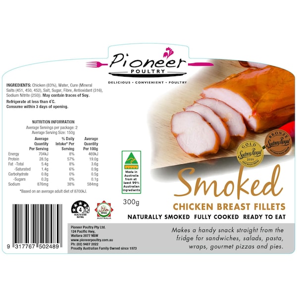 Pioneer Poultry Smoked Chicken Breast Fillet 300g