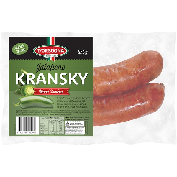 D'Orsogna Wood Smoked Jalapeno Kransky 250g