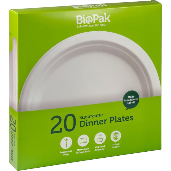 BioPak Sugarcane Dinner Plates 20 Pack