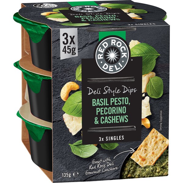 Red Rock Deli Deli Style Dips Basil Pesto Pecorino & Cashew 3 Pack