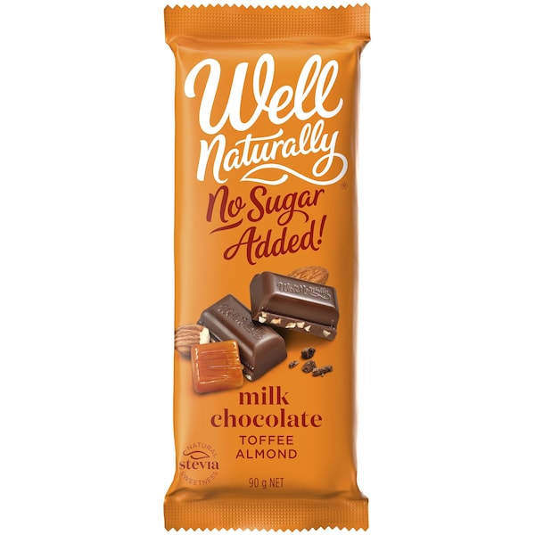 Well Naturally Milk Chocolate Toffee Almond 90g