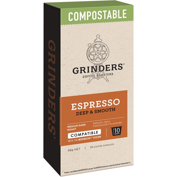 Grinders Compostable Coffee Capsules Espresso 10 pack
