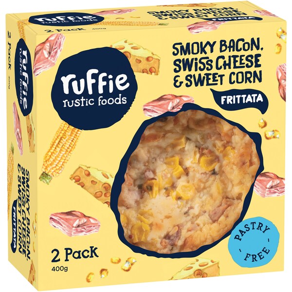 Ruffie Rustic Foods Smoky Bacon, Swiss Cheese & Sweet Corn Frittata 2 pack
