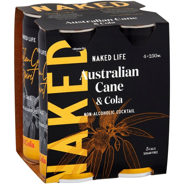Naked Life Non Alcoholic Australian Cane Spirit & Cola 250mL x 4 pack