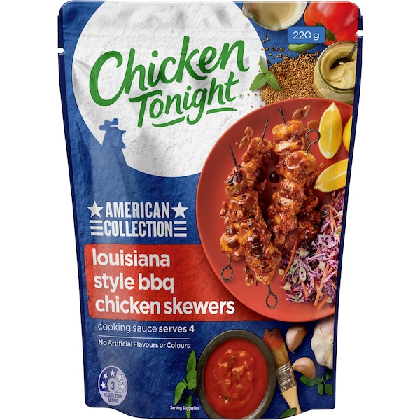 Chicken Tonight Louisiana Style BBQ Chicken Skewers Pouch 220g