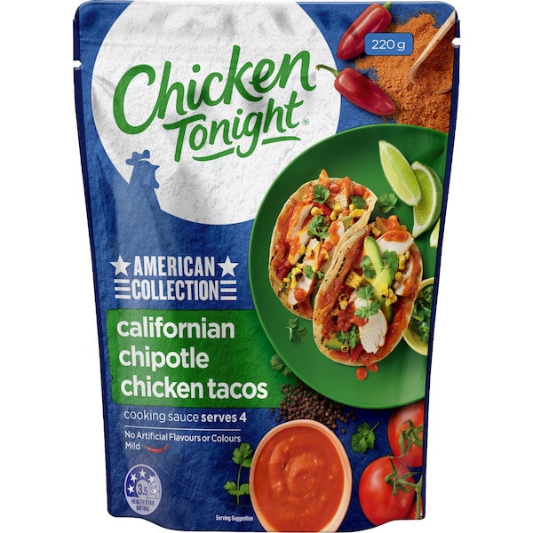 Chicken Tonight Californian Chipotle Chicken Tacos Pouch 220g