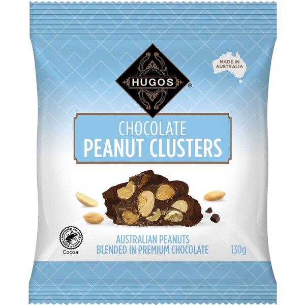 Hugos Chocolates Chocolate Peanut Clusters 130g