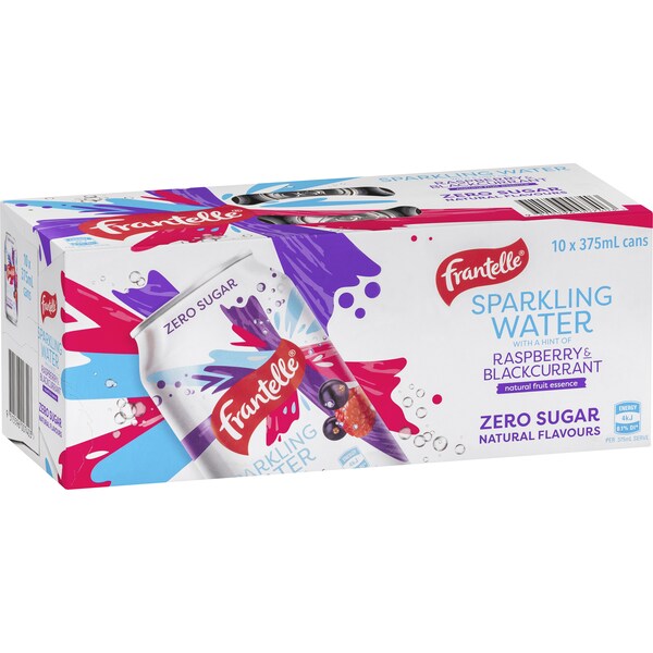 Frantelle Sparkling Water Raspberry & Blackcurrant Multipack Cans 375mL x 10 pack