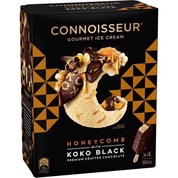 Connoisseur Honeycomb With Koko Black Chocolate Sticks 4 pack