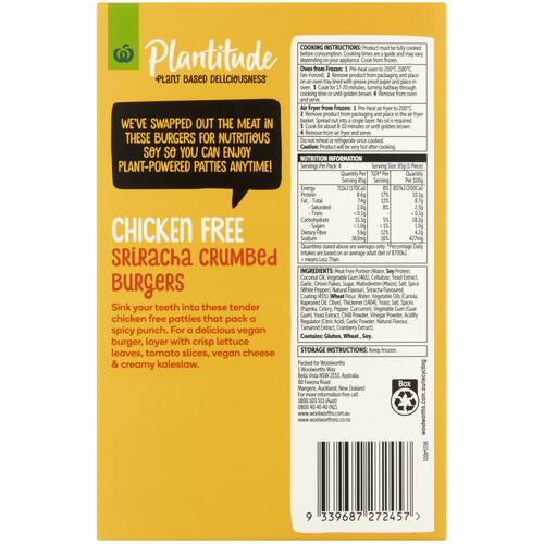 Woolworths Plantitude Chicken Free Sriracha Crumbed Burgers Spicy 4