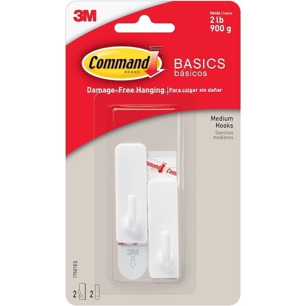 3M Command Adhesive Medium Basic Wall Hook 2 pack