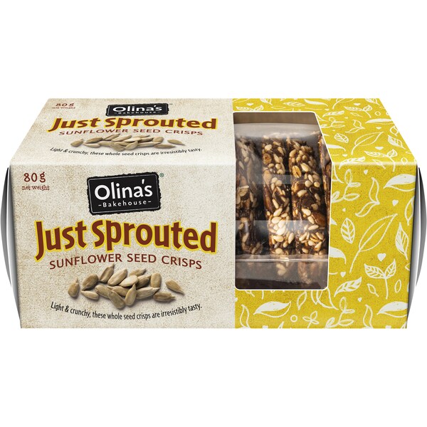 Olina's Bakehouse Just Sprouted Sunflower Seed Crisps 80g