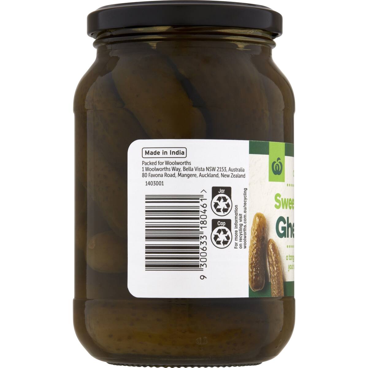 Woolworths Gherkins Sweet Spiced 500g bunch