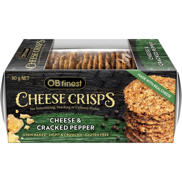 OB Finest Cheese Crisps Cheese & Cracked Pepper 80g