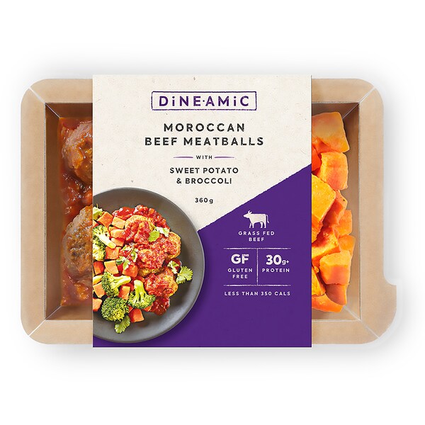 Dineamic Moroccan Beef Meatballs Sweet Potato Broccoli Chilled Meal 360g