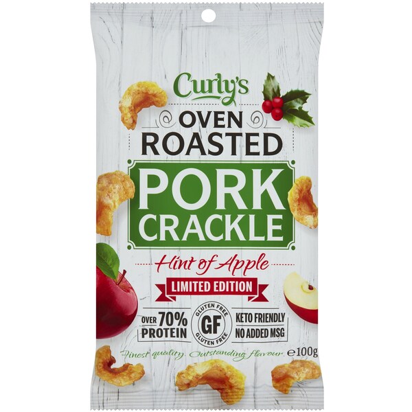 Curly's Pork Crackle With Apple 100g