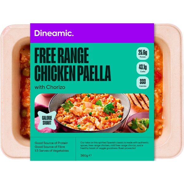 Dineamic Chicken & Chorizo Paella Chilled Meal 360g