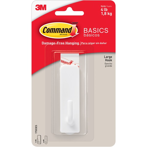 3M Command Adhesive Large Basic Wall Hook each