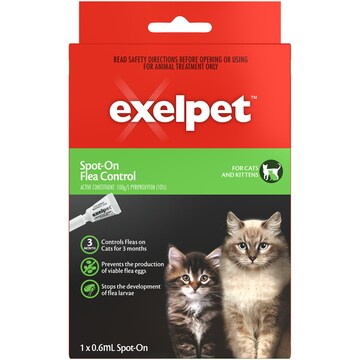 Exelpet Spot On Flea Control For Cats Kittens each Woolworths
