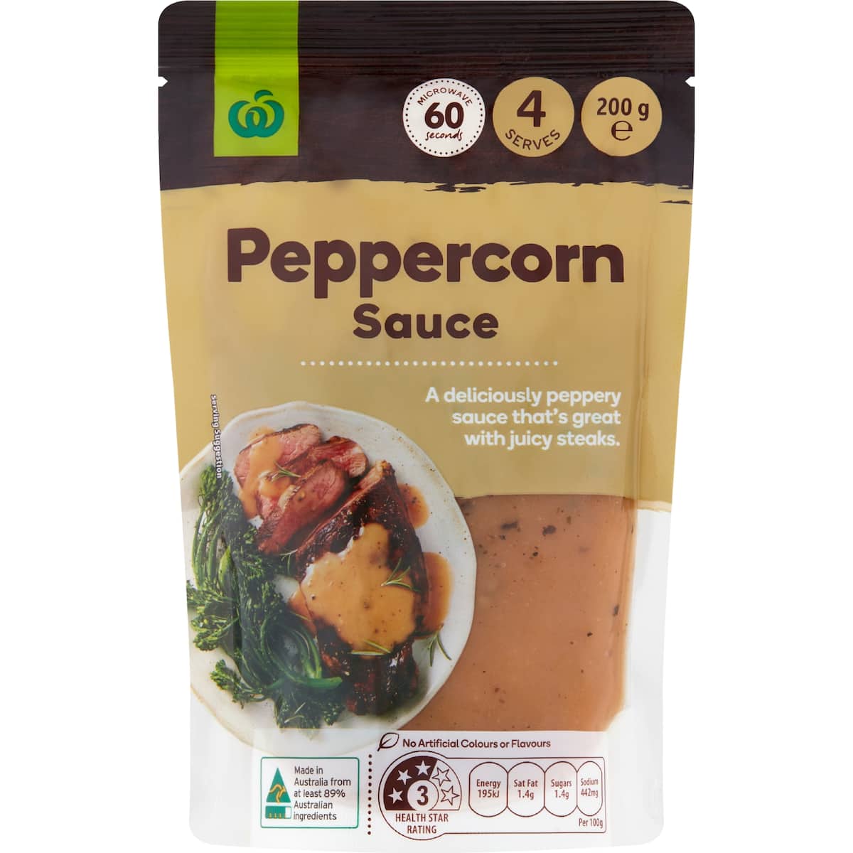 Woolworths Peppercorn Sauce 200g bunch