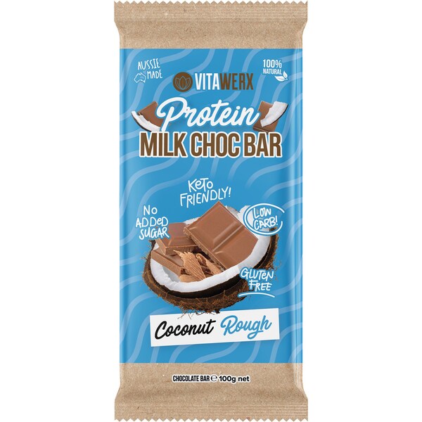 Vitawerx Milk Chocolate Coconut Rough Bar 100g