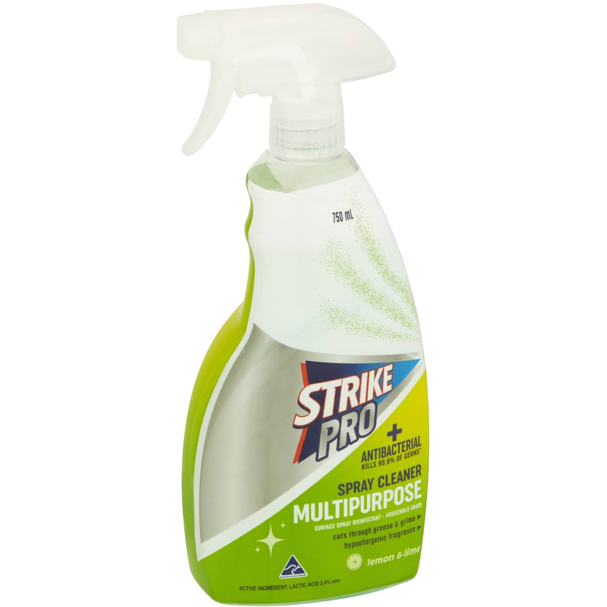 Strike Pro Antibacterial Multipurpose Spray Cleaner Lemon & Lime 750ml bunch
