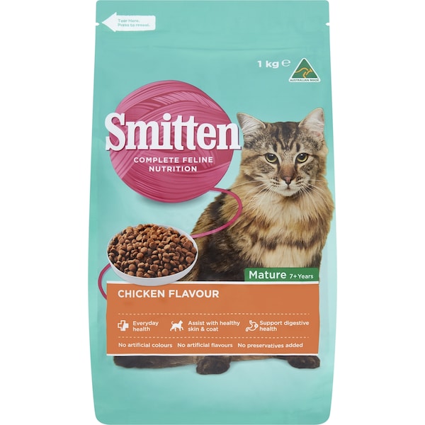 Smitten Dry Cat Food Chicken Flavour Mature 7+ Years 1kg