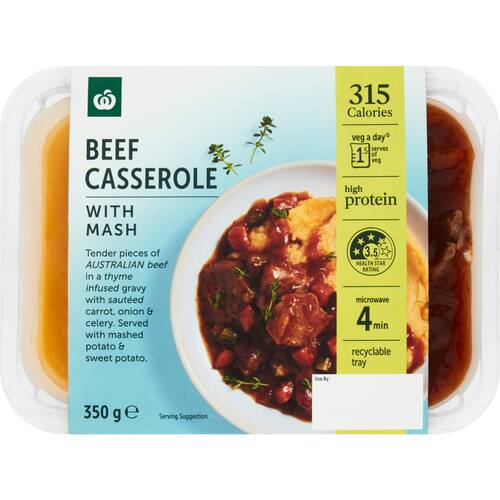 Woolworths Calorie Controlled Beef Casserole With Mash 350g bunch