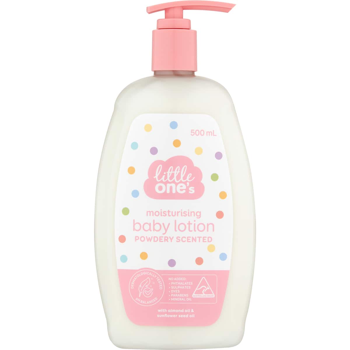 Little One's Moisturising Baby Lotion Powdery Scented 500ml bunch