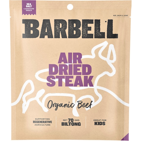 Barbell Biltong Grass Fed Beef Sea Salt 70g