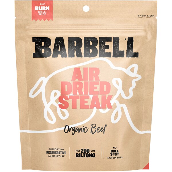 Barbell Biltong Grass Fed Beef Burn Chilli 200g