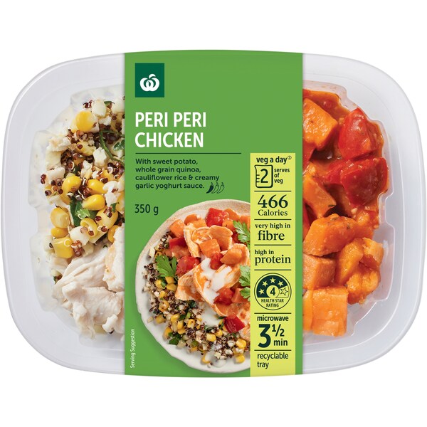 Woolworths Peri Peri Chicken With Vegetables & Garlic Yoghurt 350g