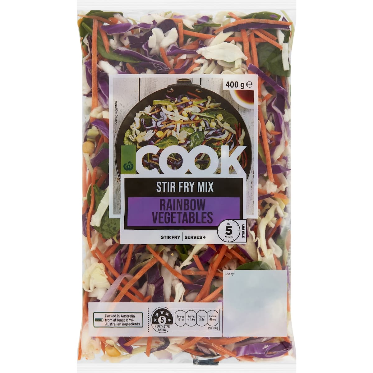 Woolworths COOK Stirfry Rainbow Vegetables 400g EA bunch