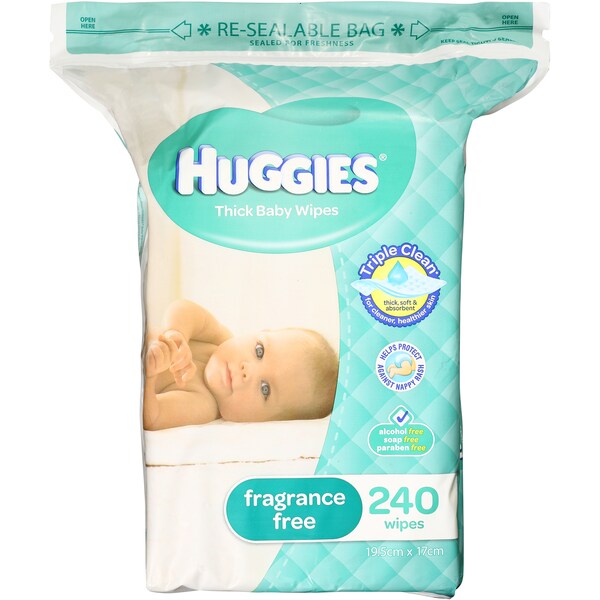 Huggies Baby Wipes Fragrance Free 240pk