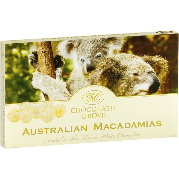 Chocolate Grove White Chocolate Coated Macadamias 200g
