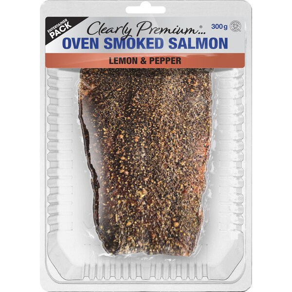 Clearly Premium Oven Smoked Salmon Lemon & Pepper 300g