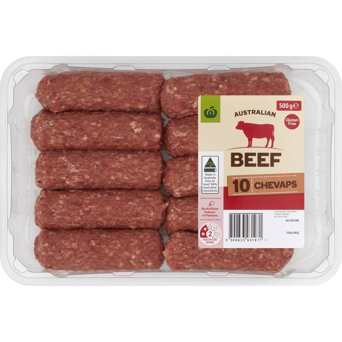 Woolworths Beef Chevaps 500g bunch