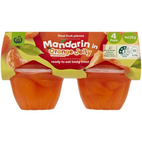 Woolworths Mandarin In Orange Flavoured Jelly Cups 4 Pack bunch