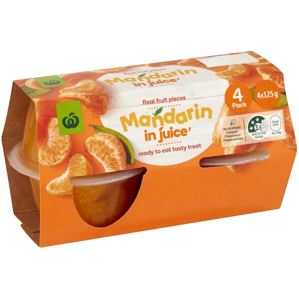 Woolworths Mandarin in Juice Cups 4 pack