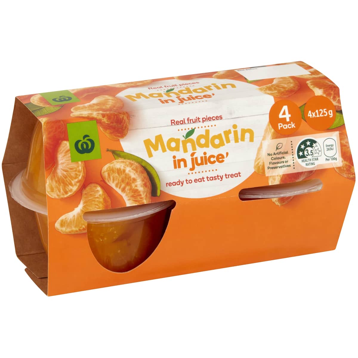 Woolworths Mandarin In Juice Cups 4 Pack bunch