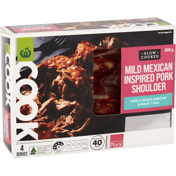 Woolworths Cook Mild Mexican Pork Shoulder 800g