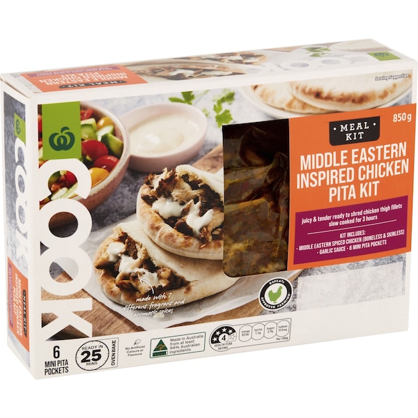 Woolworths Cook Middle Eastern Inspired Chicken Pita Kit 850g