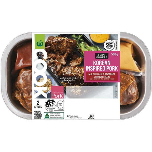 Woolworths Korean Pork With Chilli Garlic Mayonnaise & Crunchy Sesame 560g
