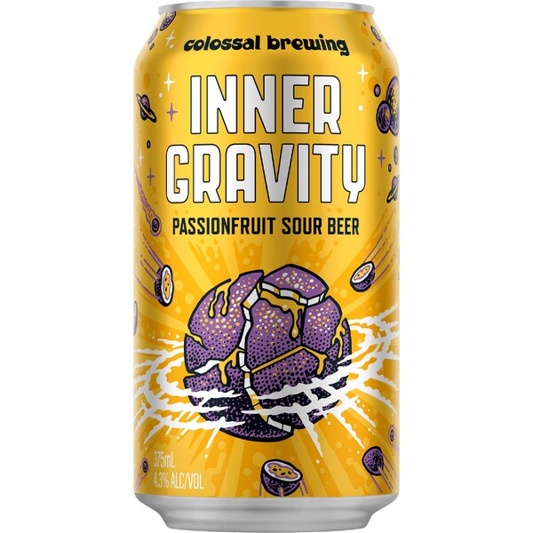 Colossal Brewing Inner Gravity Passionfruit Sour Beer Can 375ml