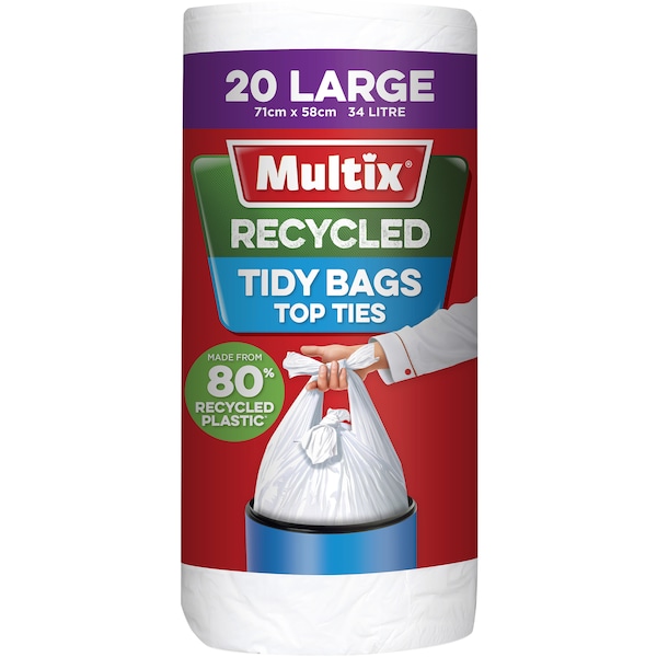 Multix Recycled Tidy Bags Top Ties Large 20 Pack